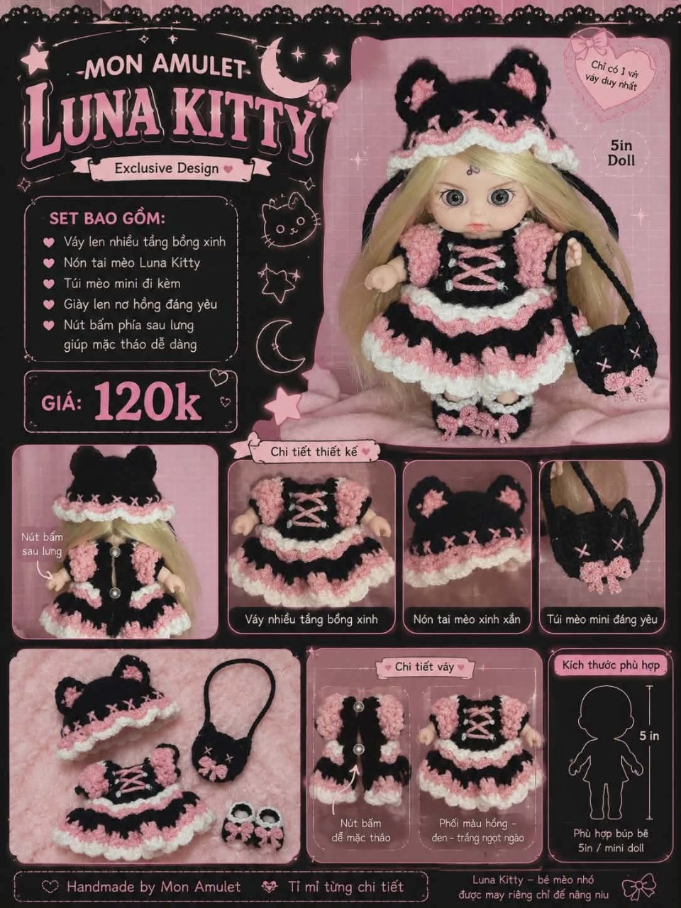 Set váy len luna Kitty duy nhất 1 bộ